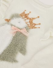 Embellished Penguin Knit Jumper, Ivory (IVORY), large