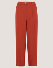 Jolie Wide Leg Linen Trousers, Orange (RUST), large