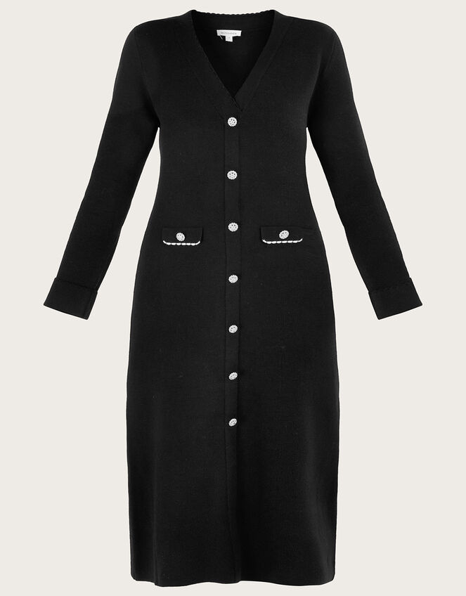 Pocket Detail Knit Dress, Black (BLACK), large