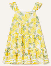 Baby Lemon Print Dress, Yellow (YELLOW), large