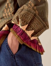 East Apate Print Top, Green (KHAKI), large