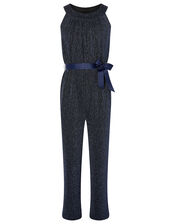 Shimmer Halter Jumpsuit, Blue (NAVY), large