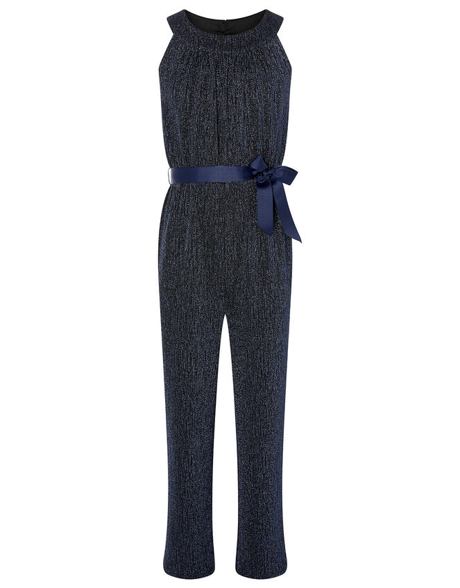 Shimmer Halter Jumpsuit, Blue (NAVY), large