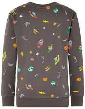 Space Rocket Sweatshirt, Grey (CHARCOAL), large