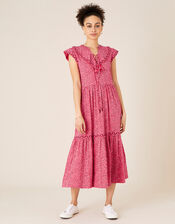 Mona Printed Jersey Midi Dress, Red (RED), large