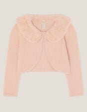 Detachable Collar Fuzzy Cardigan, Pink (PINK), large