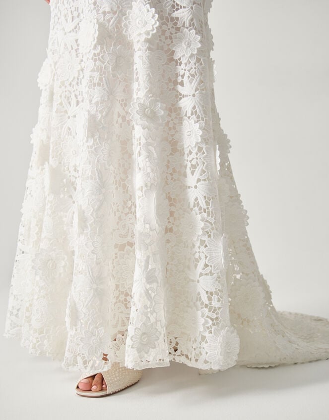 Clare Floral Embroidered Bardot Wedding Dress, Ivory (IVORY), large