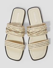 Macy Diamante Strap Slide Sandals, Cream (CREAM), large