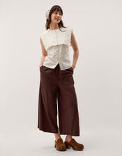 Lexi Sleeveless Embroidered Linen Blend Top, Ivory (IVORY), large