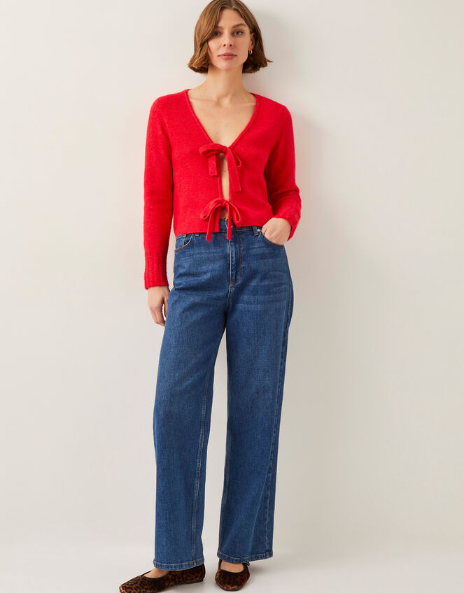 Tina Tie Front Cardigan, Red (RED), large