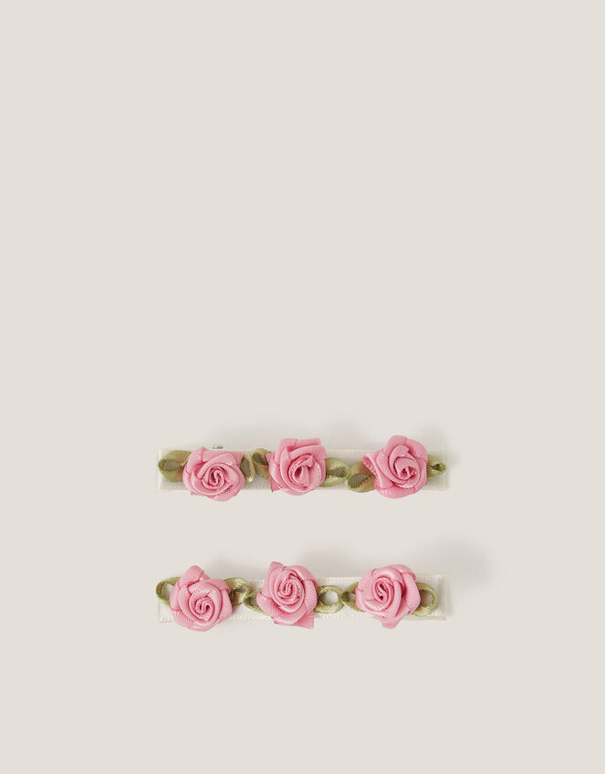 2-Pack Satin Rose Hair Clips, , large