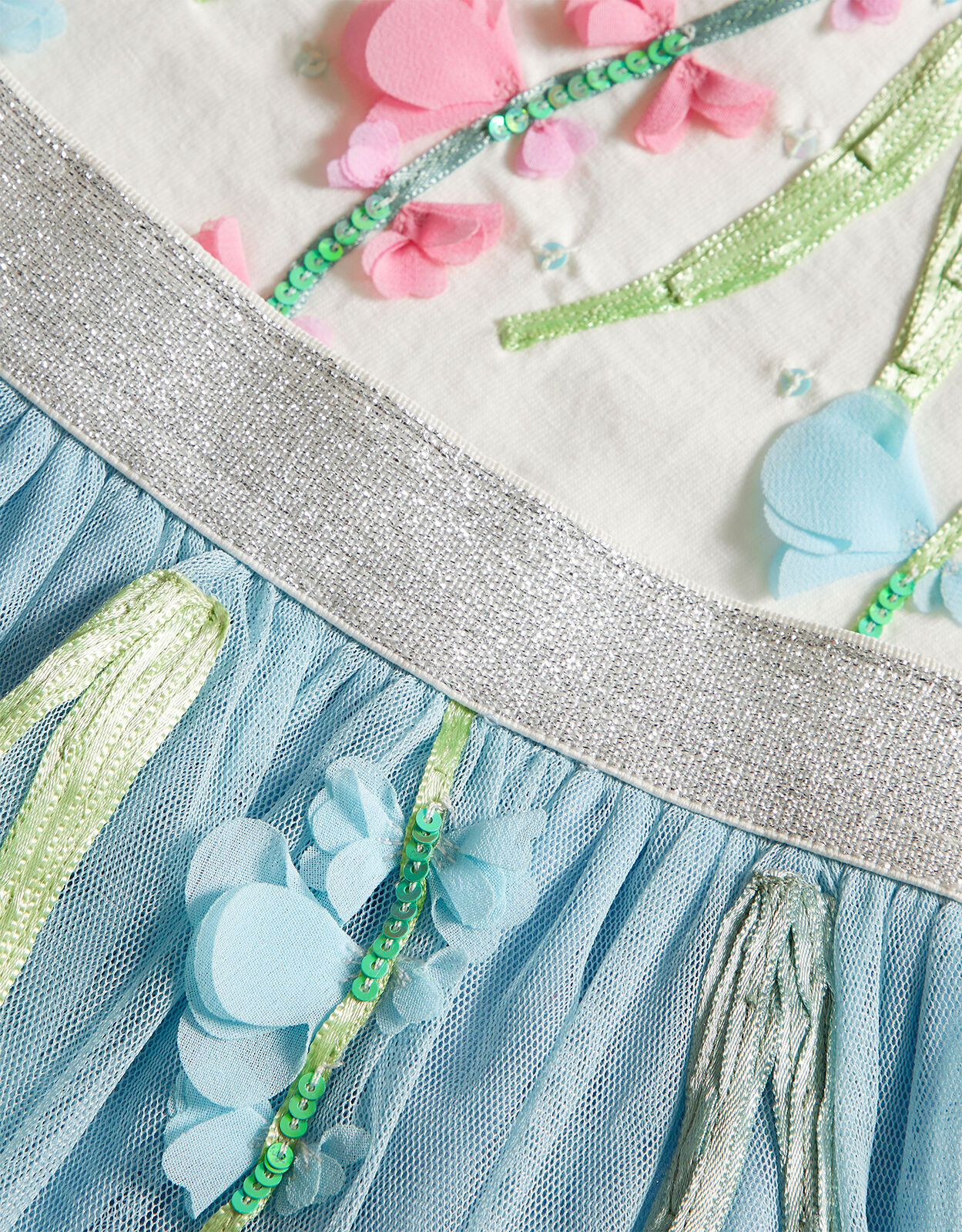 Disco Floral Scatter Top and Skirt Set Blue