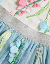 Disco Floral Scatter Top and Skirt Set, Blue (BLUE), large