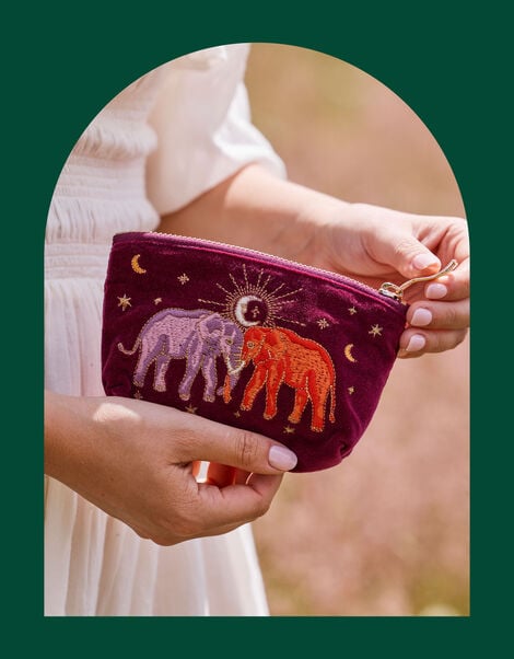 Elizabeth Scarlett Enchanted Elephant Velvet Coin Purse, , large