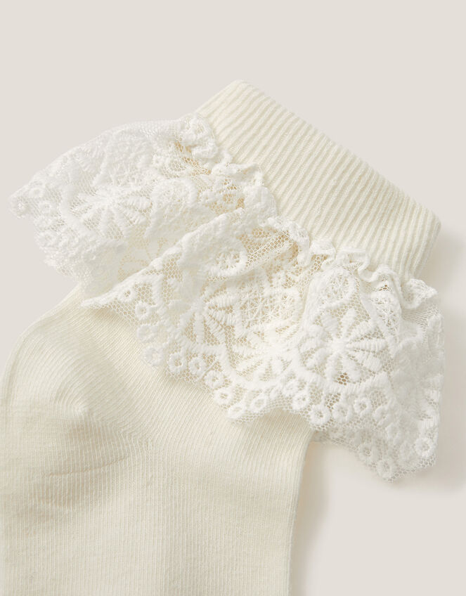 Heart Lace Socks, Ivory (IVORY), large