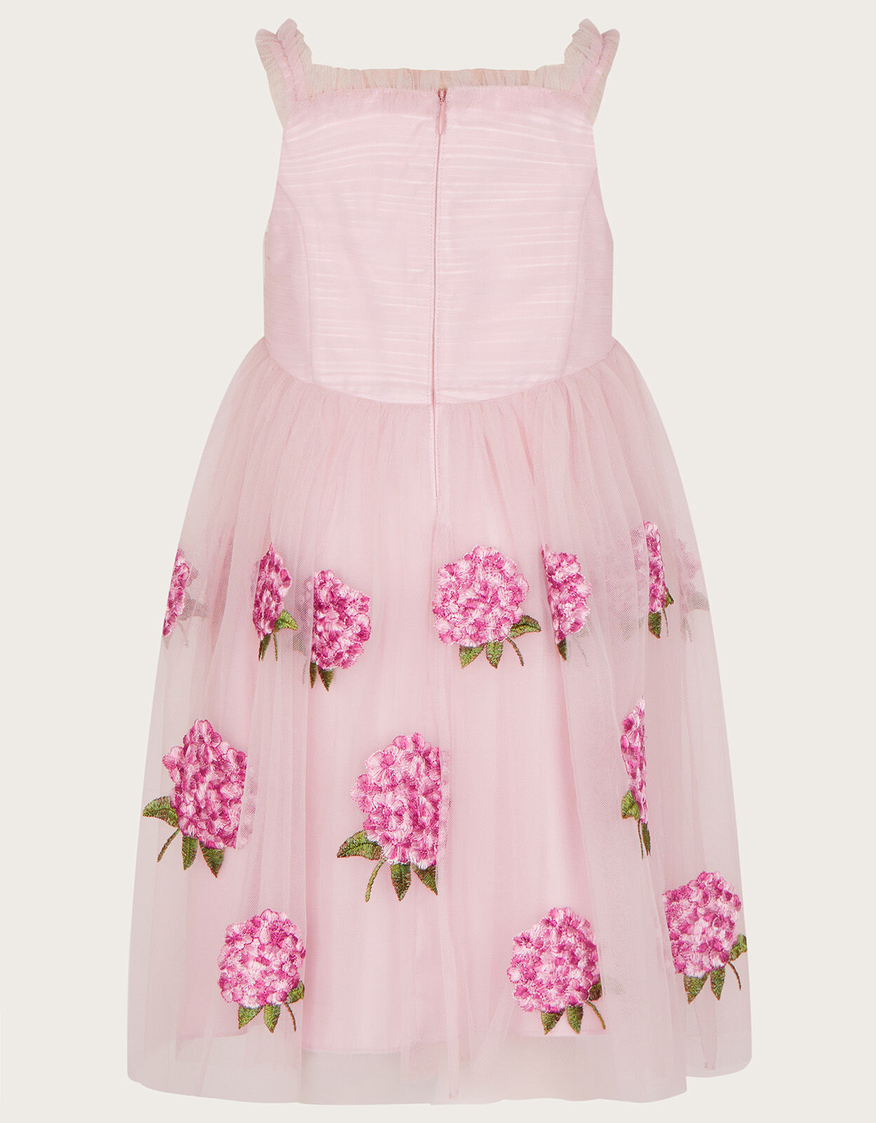 Harriet Hydrangea Embroidered Tulle Dress Pink