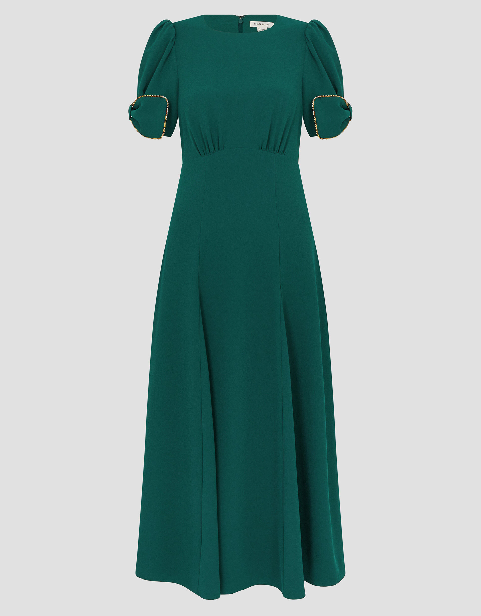 Belle Bow Sleeve Midi Dress Green Evening Dresses Monsoon Global