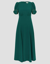 Belle Bow Sleeve Midi Dress, Green (GREEN), large