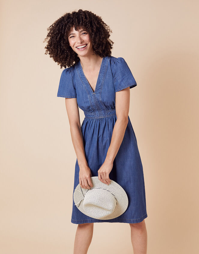 Denim Midi Dress in LENZING™ TENCEL™, Blue (DENIM BLUE), large