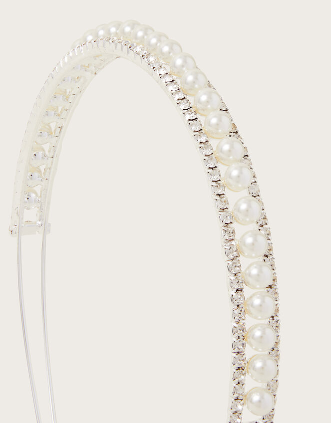 Pearl Diamante Bridesmaid Headband, , large