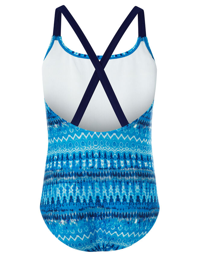 Cypress Tie Dye Swimsuit with Recycled Polyester, Blue (BLUE), large
