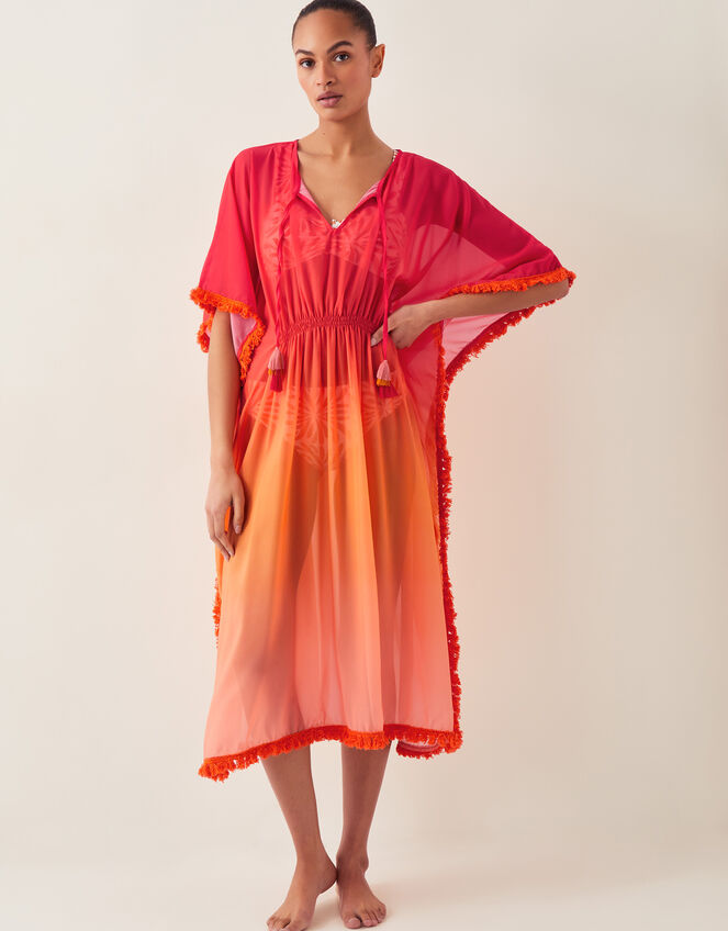 Miley Ombré Kaftan Dress, Orange (ORANGE), large