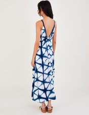 Batik Tie Dye Trim Maxi Dress, Blue (NAVY), large