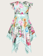 Scarf Bloom Dress, Blue (AQUA), large