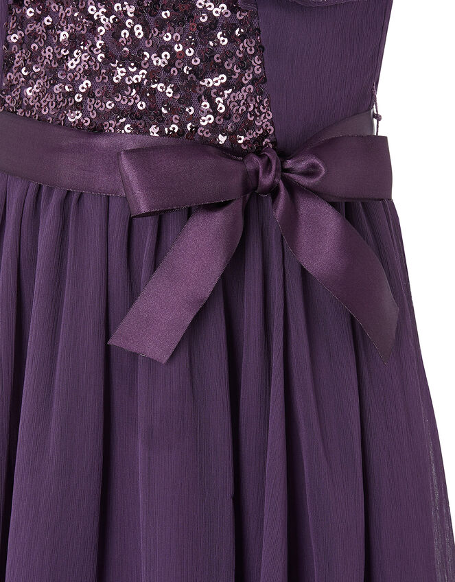 Cape Sleeve Sequin Dress in Recycled Fabric, Purple (PURPLE), large