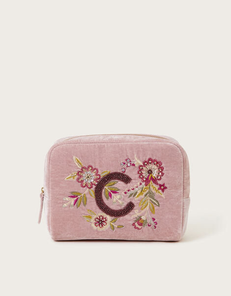 Initial Embellished Make Up Bag, Pink (PINK), large