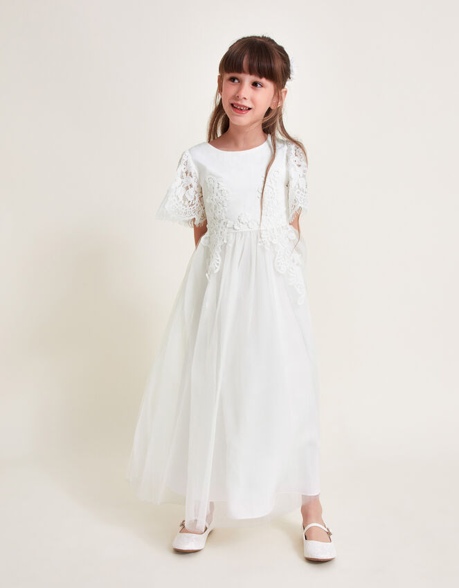 Lourdes Lace Maxi Communion Dress, White (WHITE), large