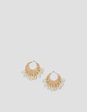 Raffia Shell Hoop Earrings, , large