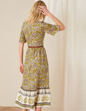 Suranne Heritage Print Bib Dress, Yellow (OCHRE), large
