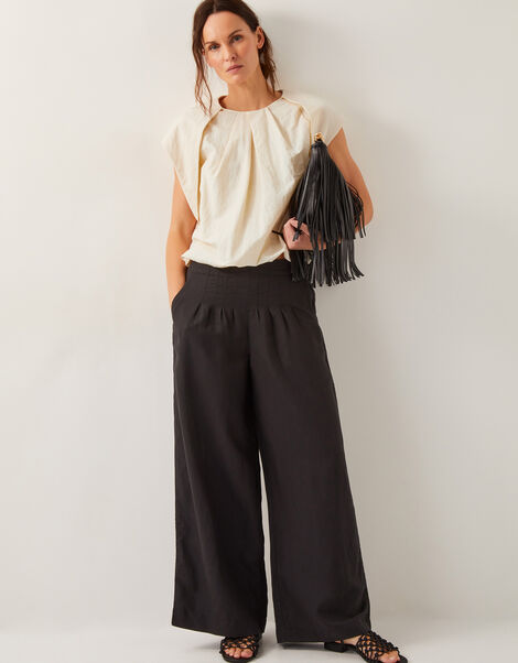 Margo Wide Leg Trousers, Black (BLACK), large