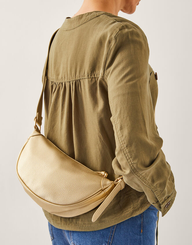Meg Crescent Sling Bag, Gold (GOLD), large