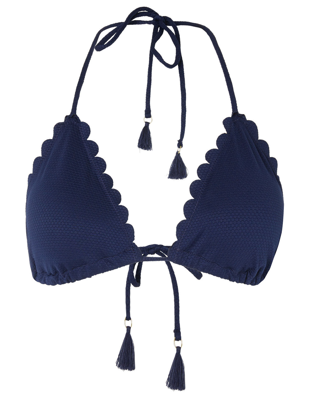 Scallop Bikini Top with Recycled Polyester Blue Bikini tops Monsoon Global