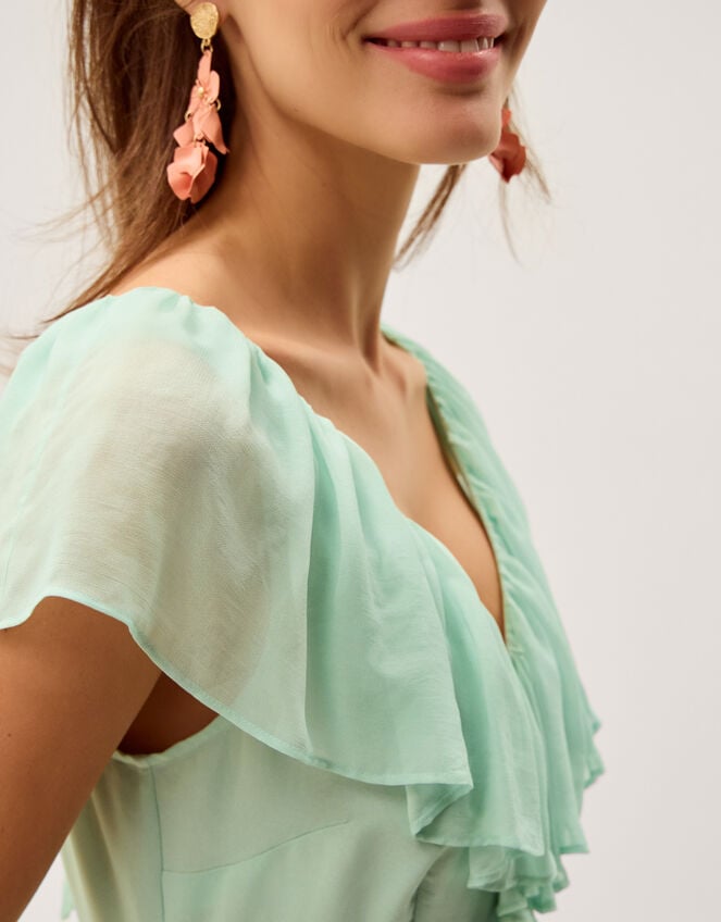 Aimee Floral Print Ruffle Maxi Dress, Green (SAGE), large