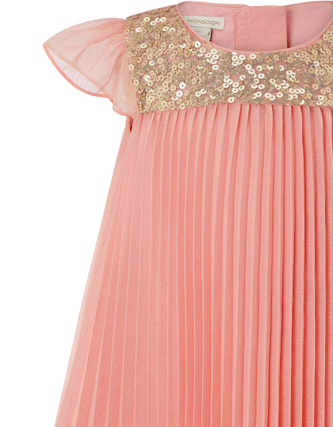 Baby Polly Sequin Pleated Dress, Pink (DUSKY PINK), large