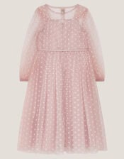 Bow Print Party Dress & Jacket, Pink (PINK), large