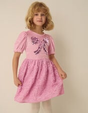 Velvet Floral Appliqu&eacute; Party Dress, Pink (PINK), large