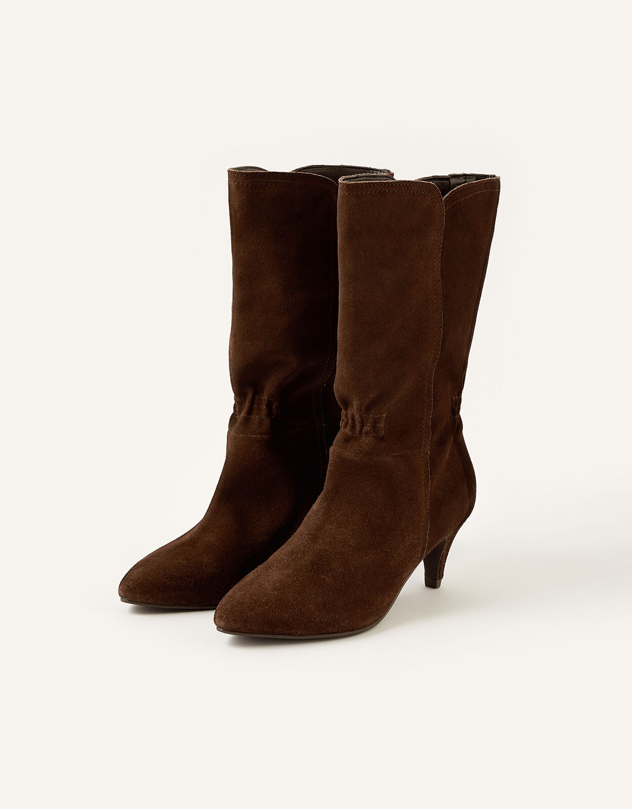 Brown Suede Mid-Calf Boots 
