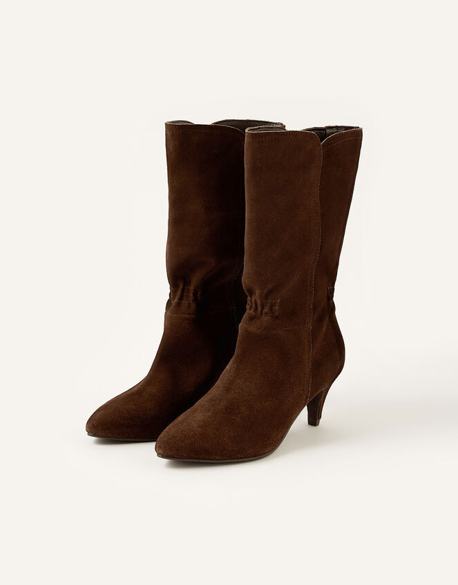 Mid-Calf Suede Boots, Brown (CHOCOLATE), large