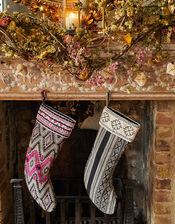 Embroidered Mono Christmas Stocking, , large