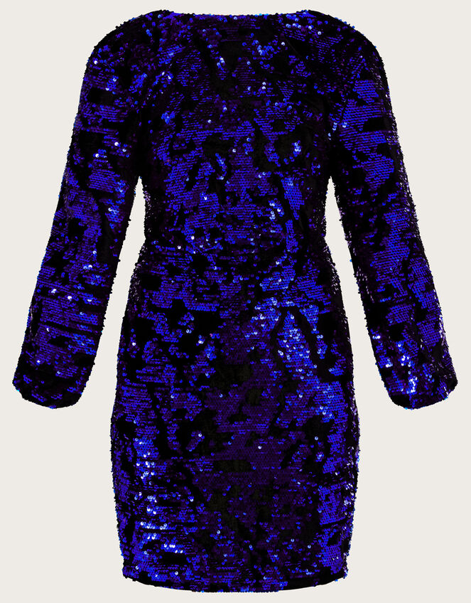 Kayleigh Sequin Shift Dress, Blue (COBALT), large