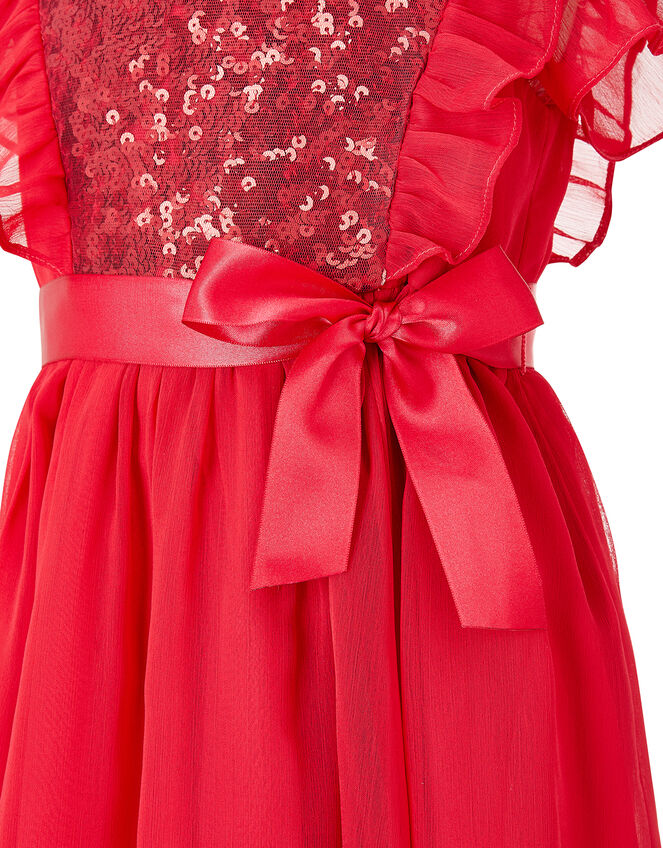 Baby Sequin Chiffon Dress, Red (RED), large