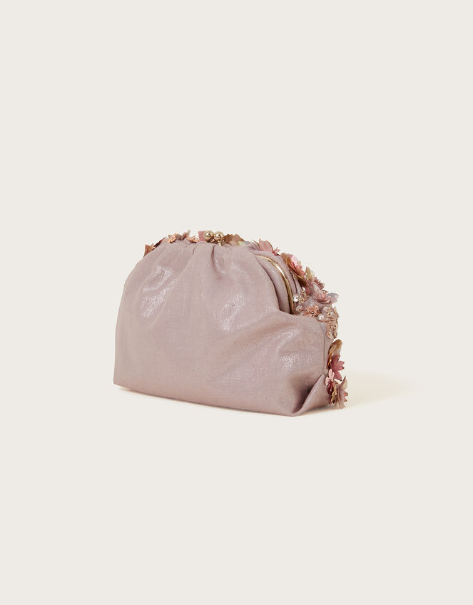 Floral Beaded Pouch Clutch Bag, , large