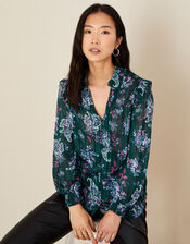 Diya Shimmer Paisley Blouse, Teal (TEAL), large