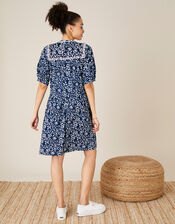 Batik Print Dress with Organic Cotton, Blue (BLUE), large