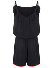 Maxime Pom-Pom Playsuit in LENZING™ ECOVERO™, Black (BLACK), large