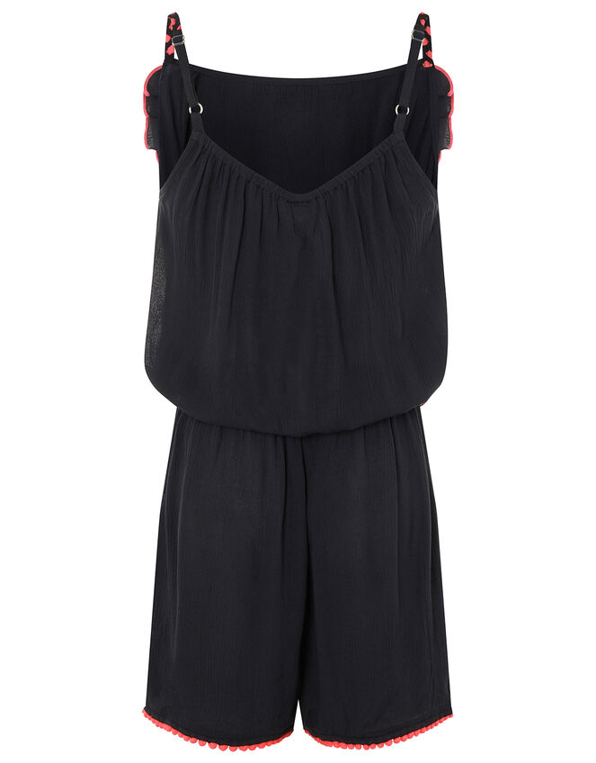 Maxime Pom-Pom Playsuit in LENZING™ ECOVERO™, Black (BLACK), large